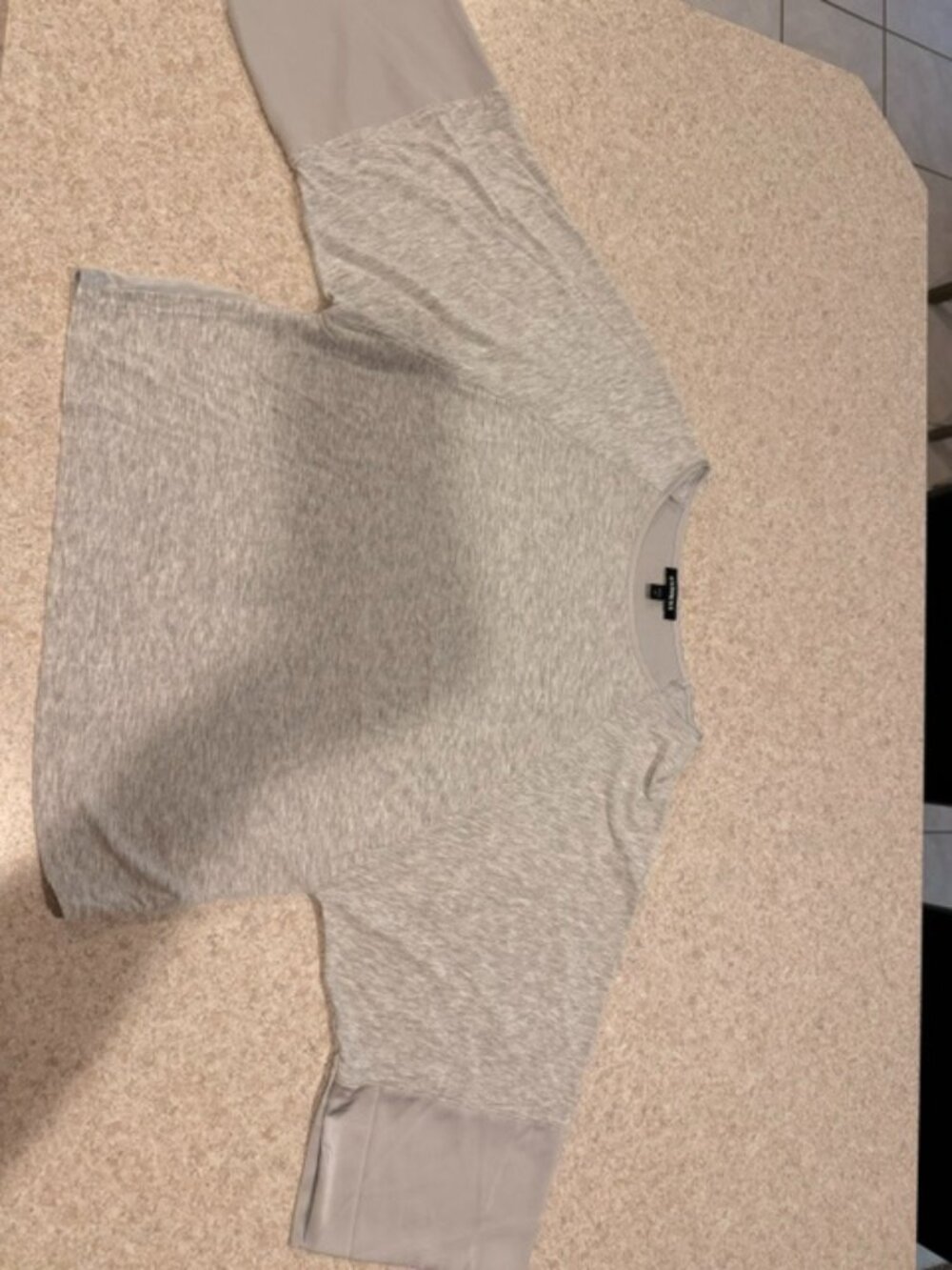 express grey top with silky back/sleeves